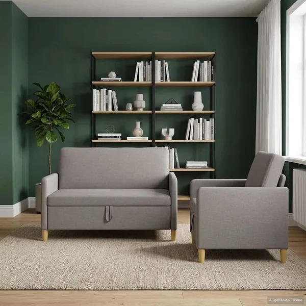 Canapé avec rangement 2 pcs Taupe Polyester