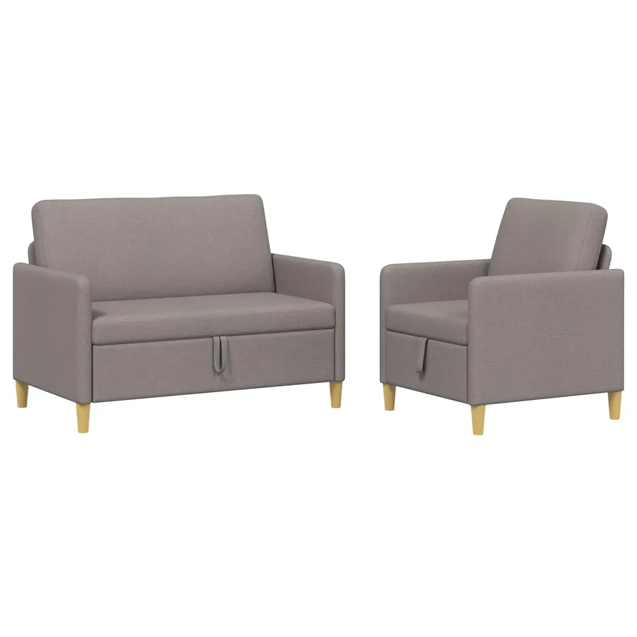 Canapé avec rangement 2 pcs Taupe Polyester - 2