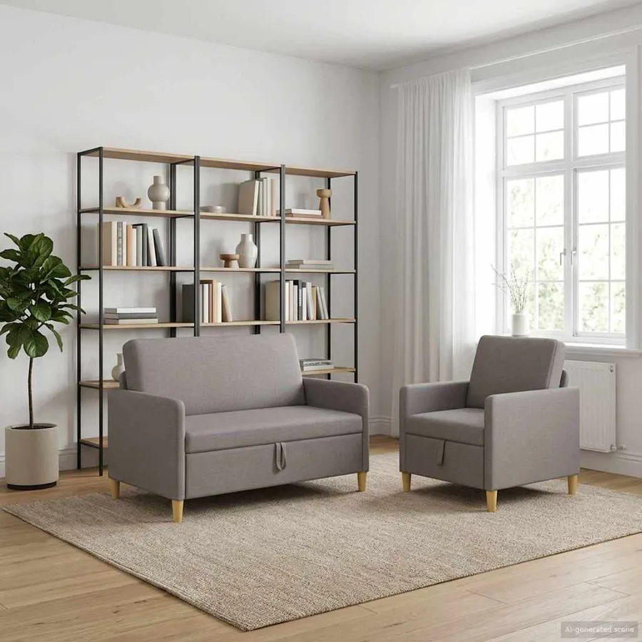 Canapé avec rangement 2 pcs Taupe Polyester - 3