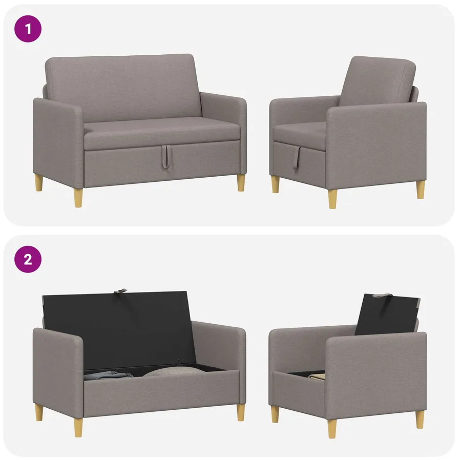 Canapé avec rangement 2 pcs Taupe Polyester - 7