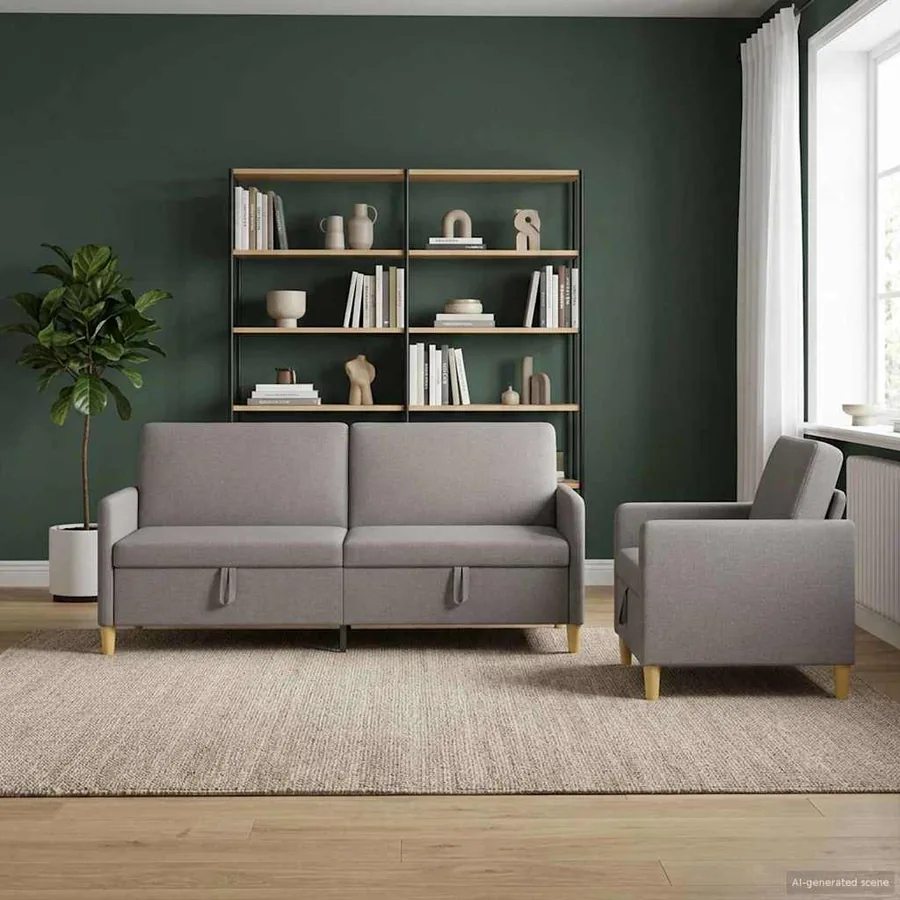 Canapé avec rangement 2 pcs Taupe Polyester