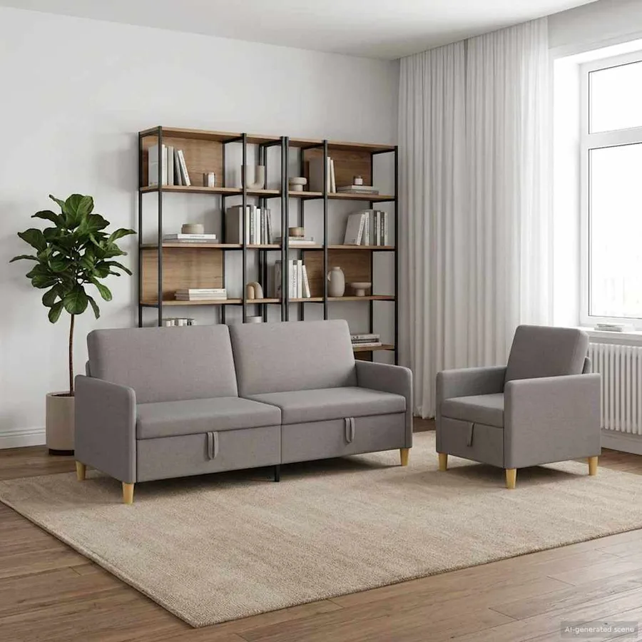 Canapé avec rangement 2 pcs Taupe Polyester - 3