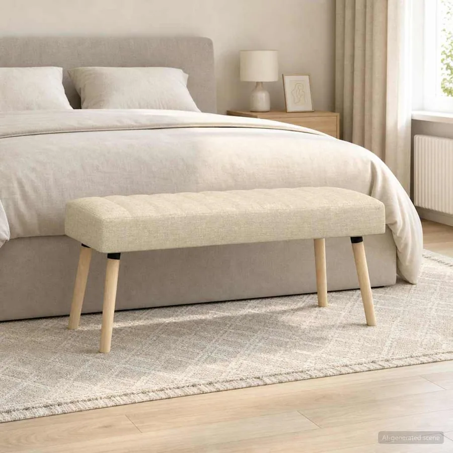 Banc capitonné canal Crème 110 x 40 x 46 cm Tissu