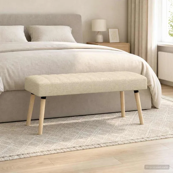 Banc capitonné canal Crème 110 x 40 x 46 cm Tissu
