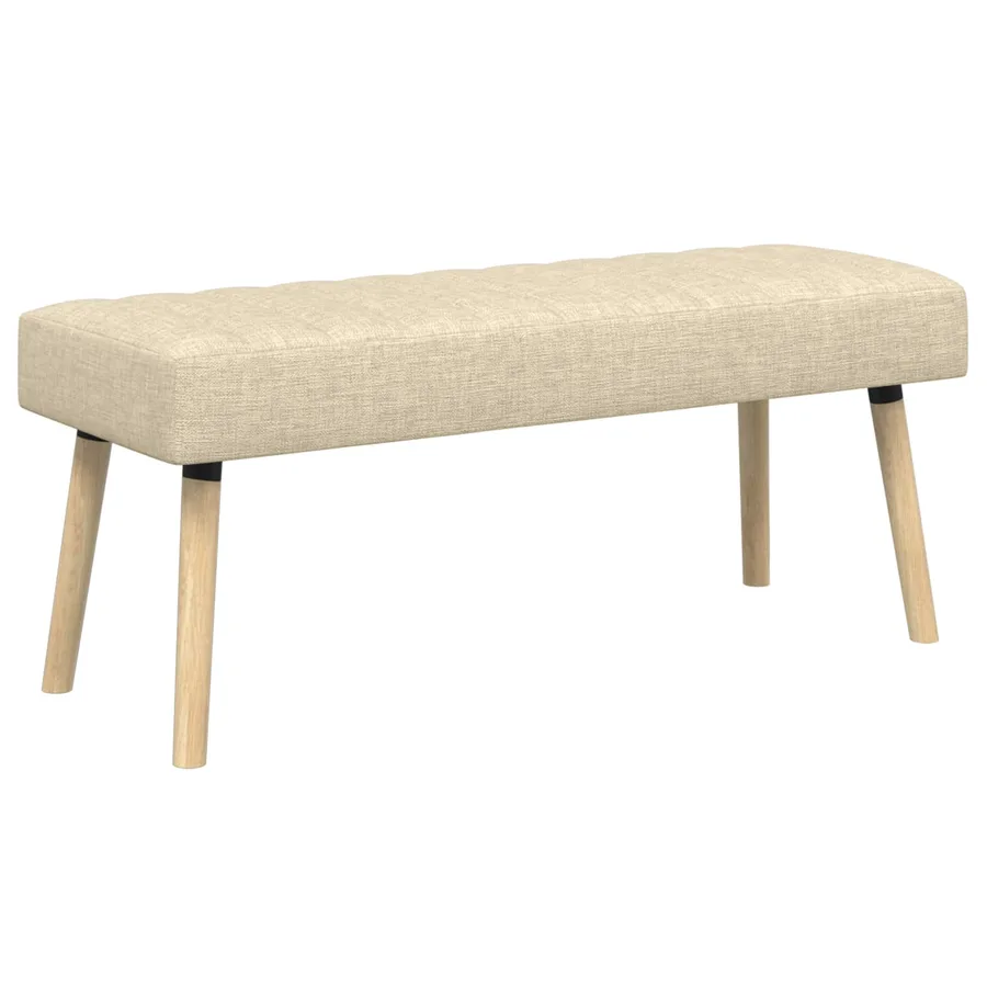 Banc capitonné canal Crème 110 x 40 x 46 cm Tissu - 2