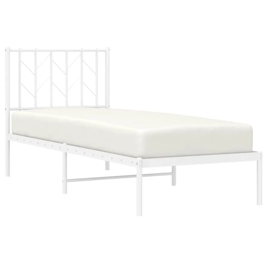 Cadre de lit métal sans matelas avec tête de lit blanc 75x190cm - 3
