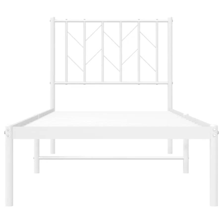 Cadre de lit métal sans matelas avec tête de lit blanc 75x190cm - 5
