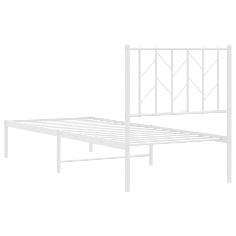 Cadre de lit métal sans matelas avec tête de lit blanc 75x190cm - 7