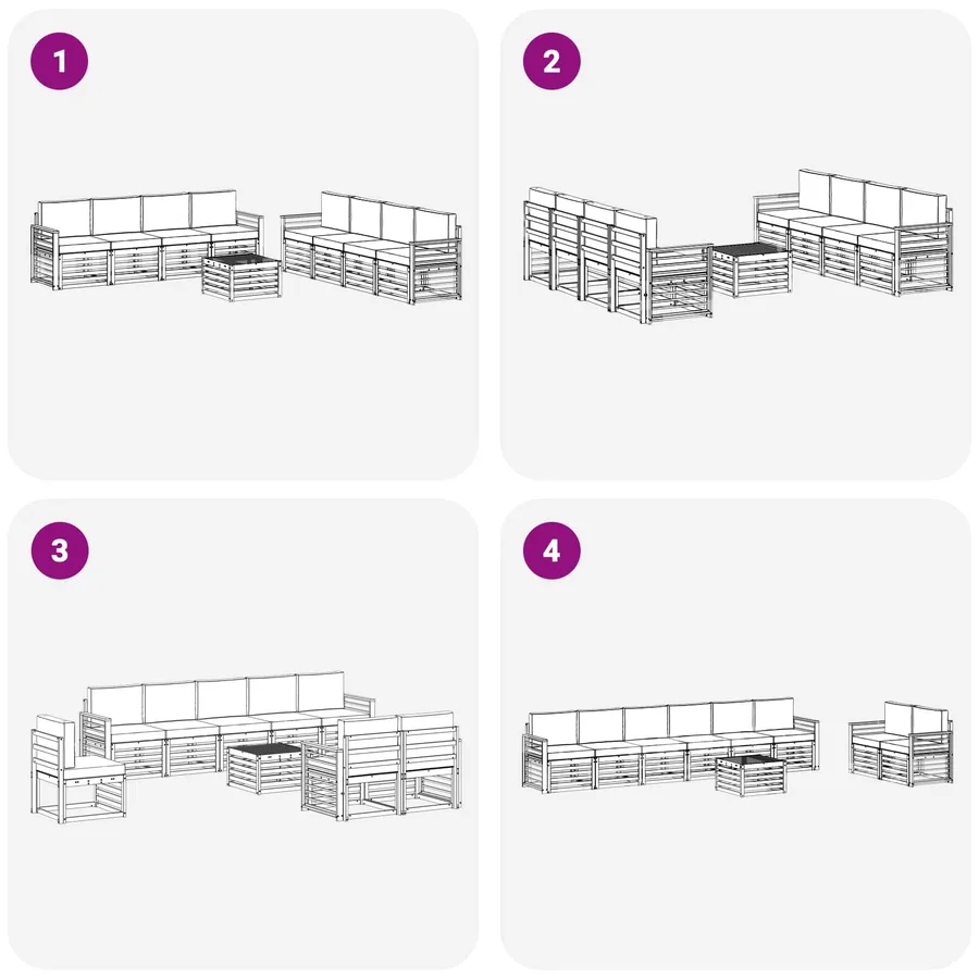 Ensembles de canapés 9 pcs Blanc et crème Polyester - 6