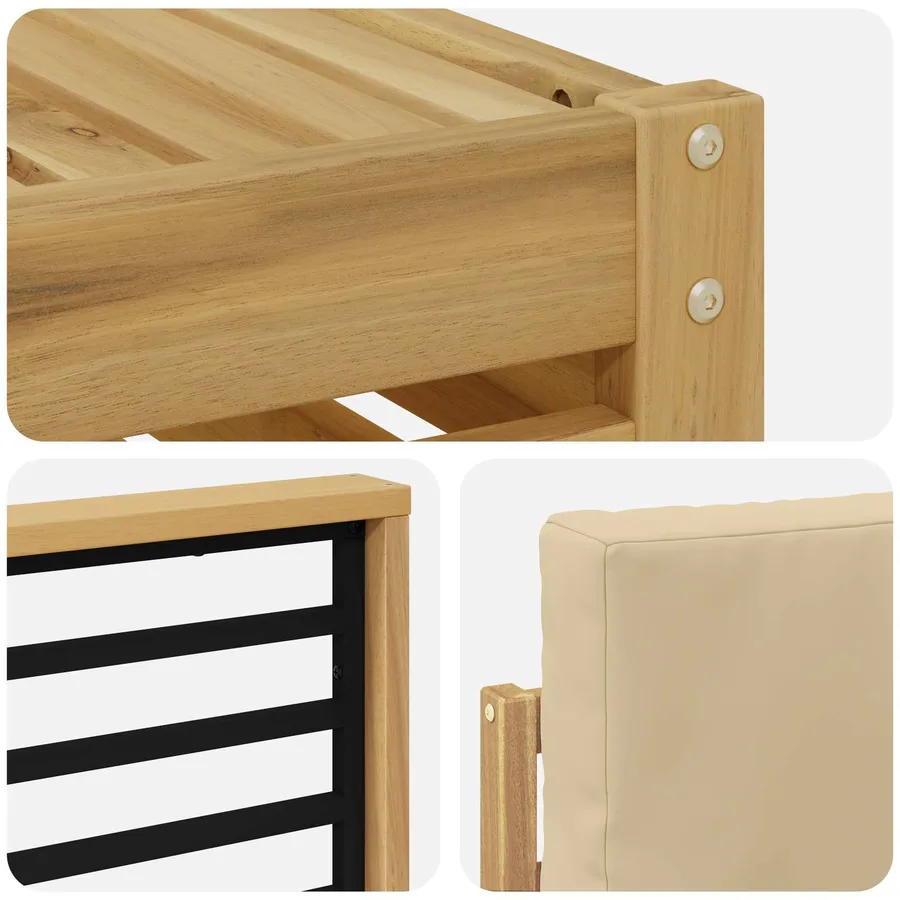 Ensemble de canapés d'extérieur 6 pcs Blanc et Beige Polyester - 6