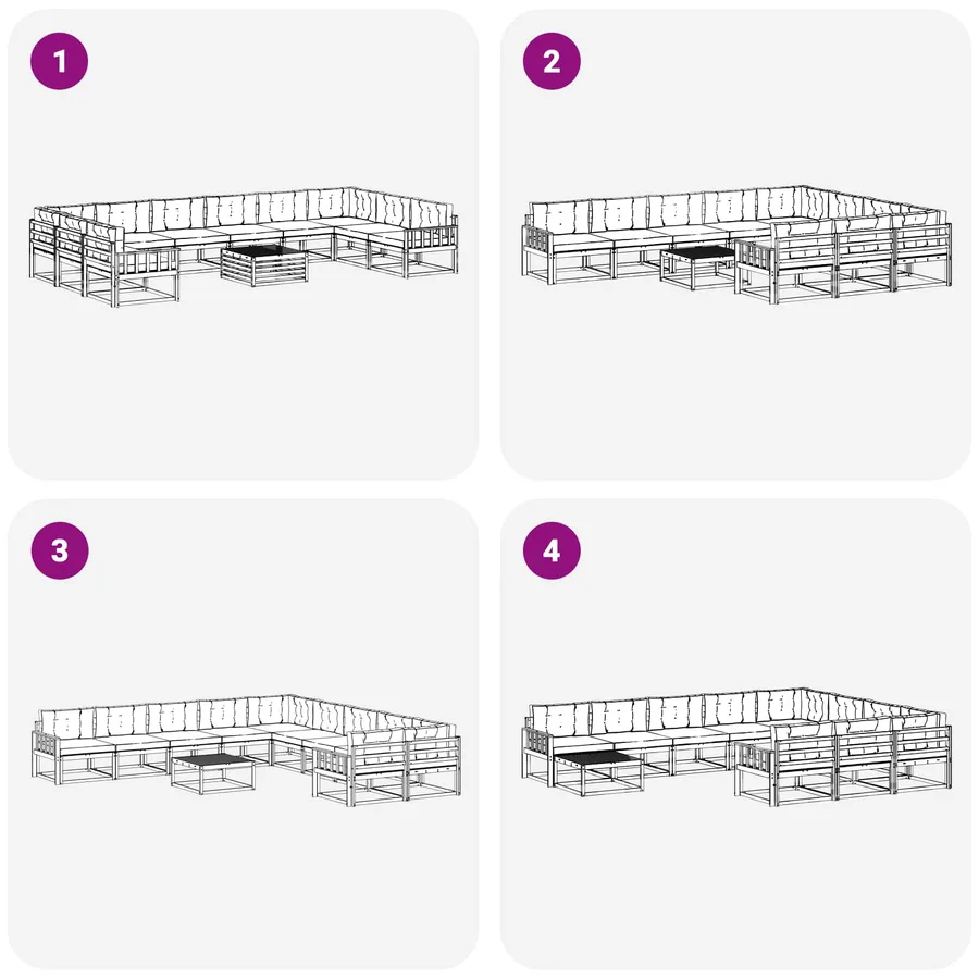 Ensemble de canapés d'extérieur 11 pcs Blanc et anthracite - 7