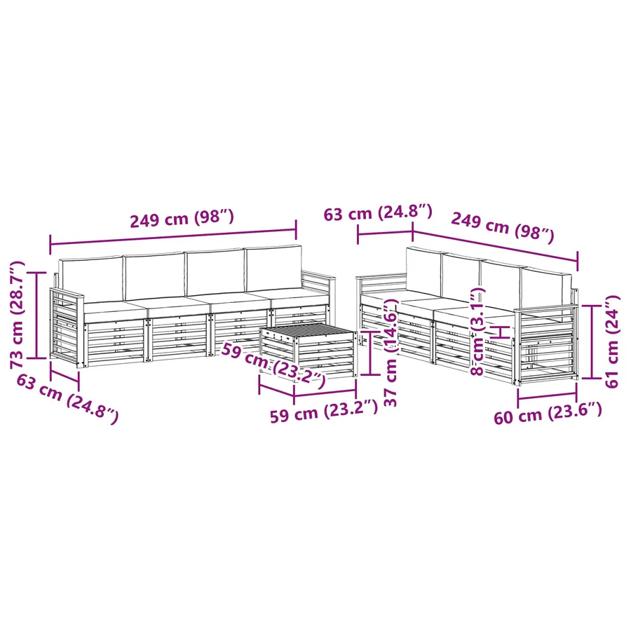 Ensembles de canapés 9 pcs Blanc et anthracite Polyester - 7