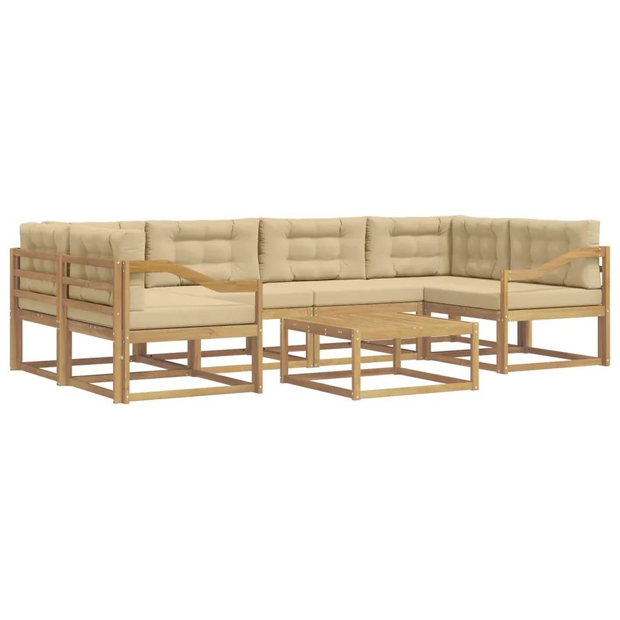Ensemble de canapés d'extérieur 5 pcs Blanc et Beige - 2