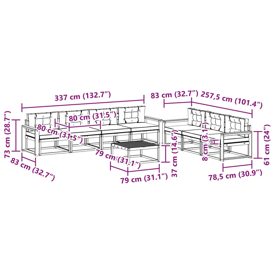 Ensemble de canapés d'extérieur 7 pcs Blanc et Beige - 7