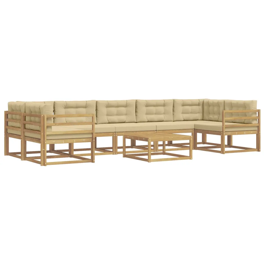 Ensemble de canapés d'extérieur 6 pcs Blanc et Beige - 2