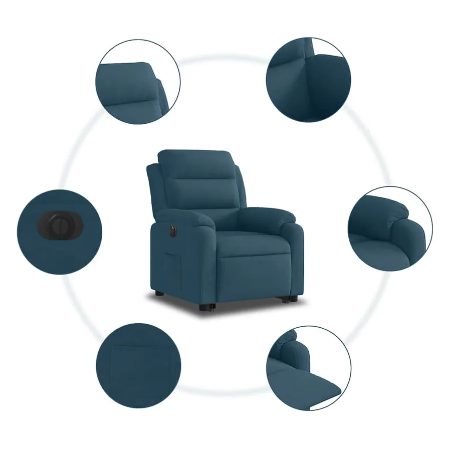 Fauteuil inclinable électrique bleu velours - 12