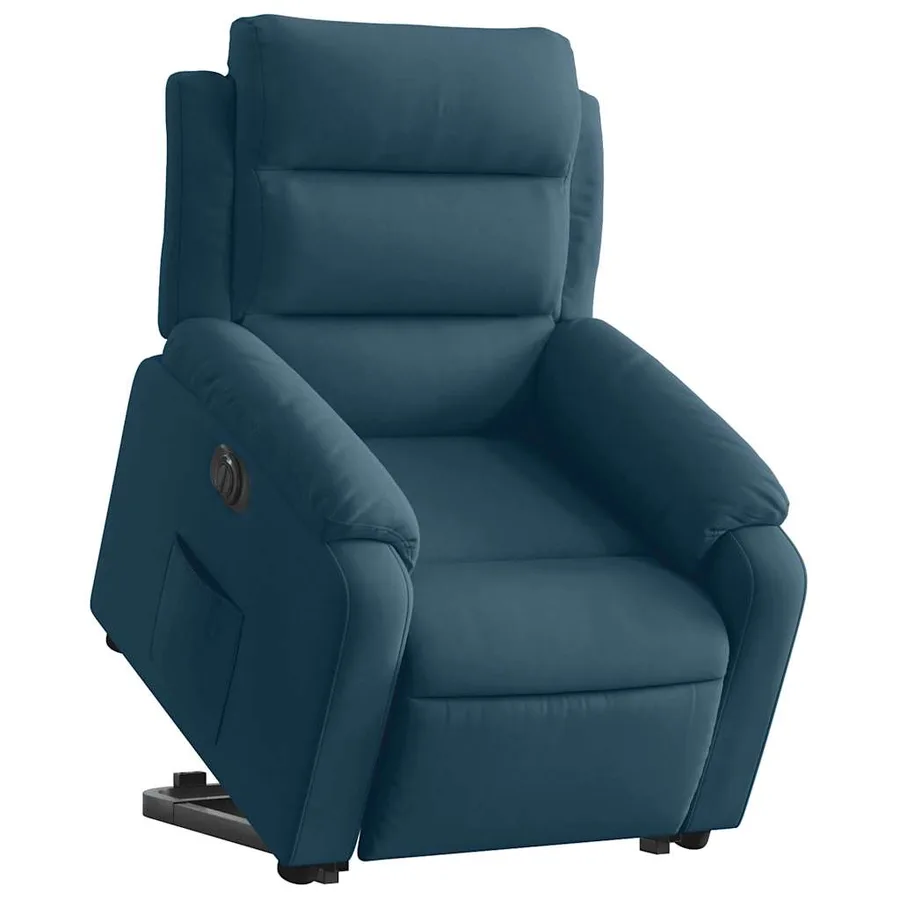 Fauteuil inclinable électrique bleu velours - 3