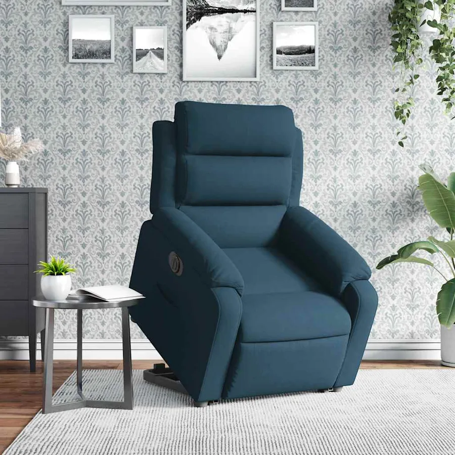 Fauteuil inclinable électrique bleu velours - 4