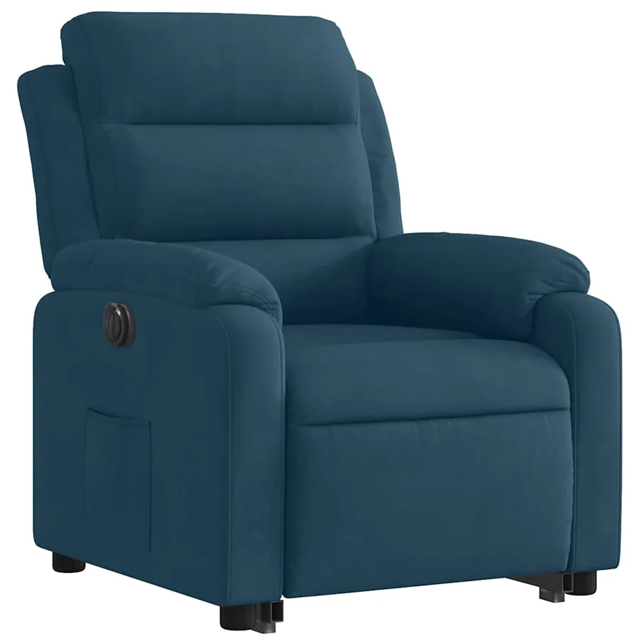 Fauteuil inclinable électrique bleu velours - 5