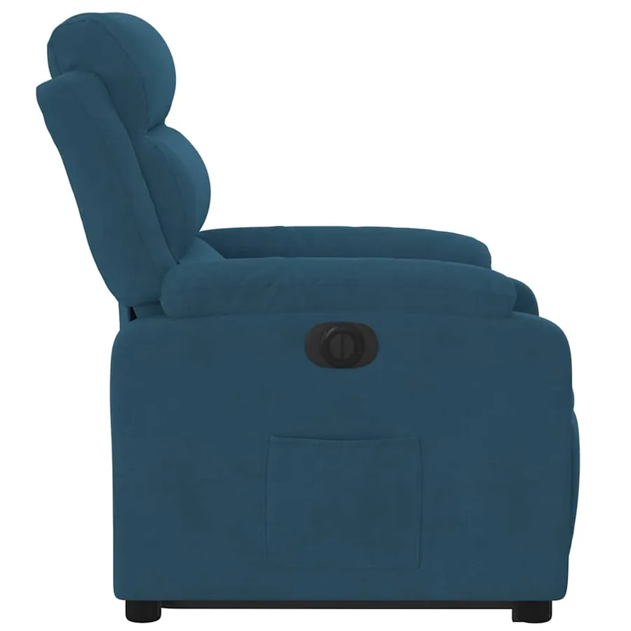 Fauteuil inclinable électrique bleu velours - 7