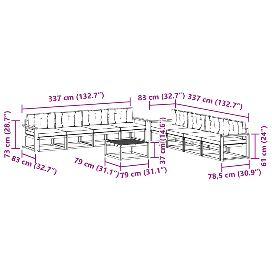 Ensemble de canapés d'extérieur 9 pcs Blanc et anthracite - 7