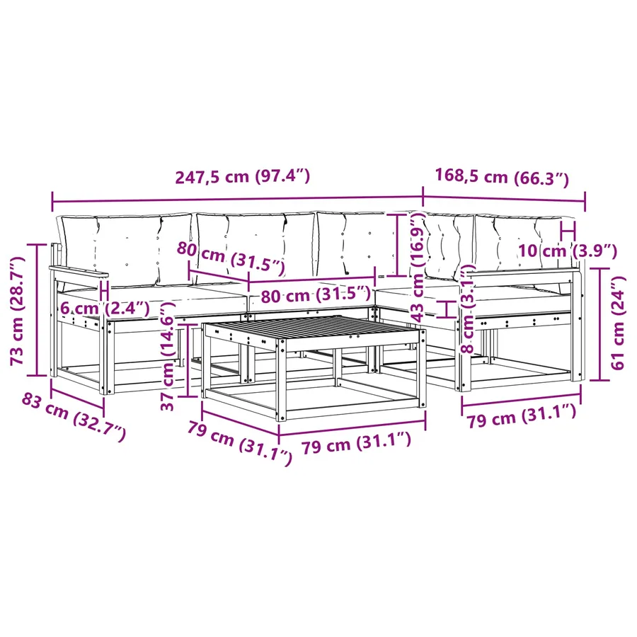 Ensemble de canapés d'extérieur 5 pcs Blanc et gris clair - 7