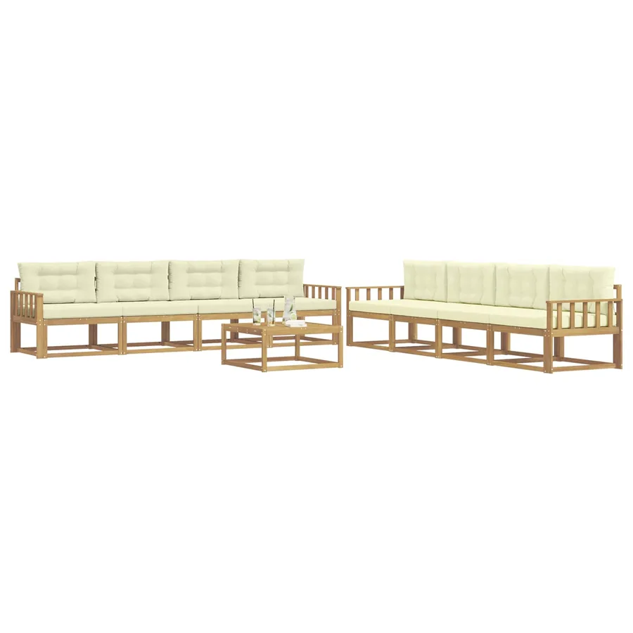 Ensemble de canapés d'extérieur 9 pcs Blanc et crème - 2