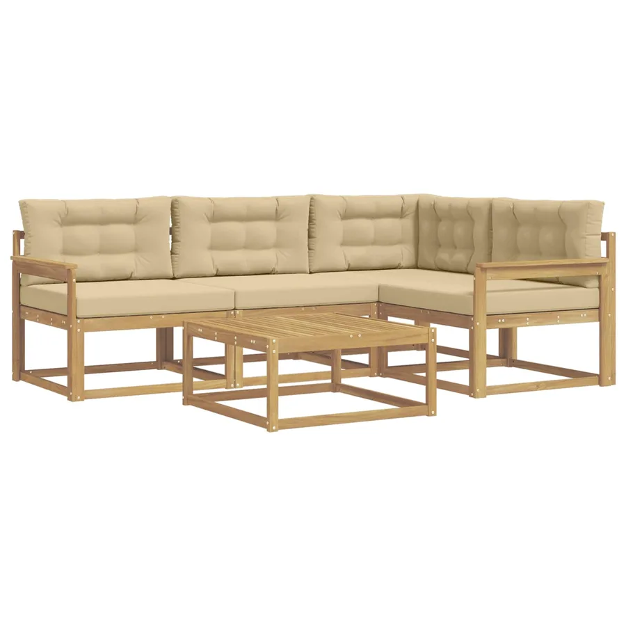Ensemble de canapés d'extérieur 5 pcs Blanc et Beige - 2