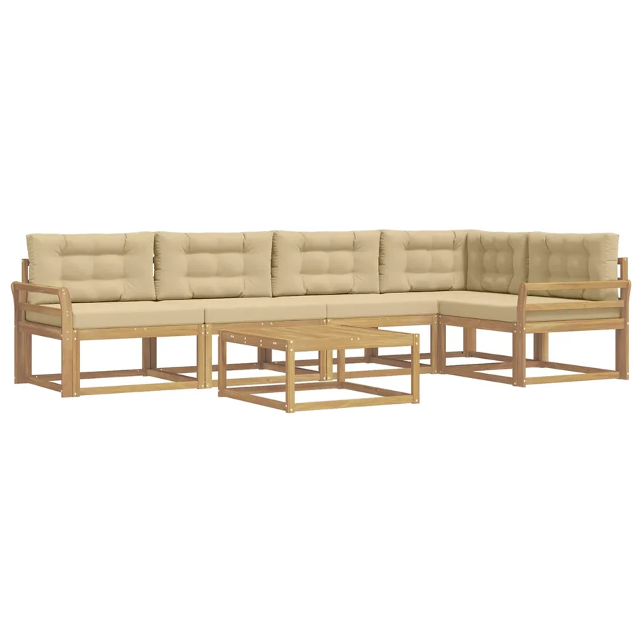 Ensemble de canapés d'extérieur 6 pcs Blanc et Beige - 2
