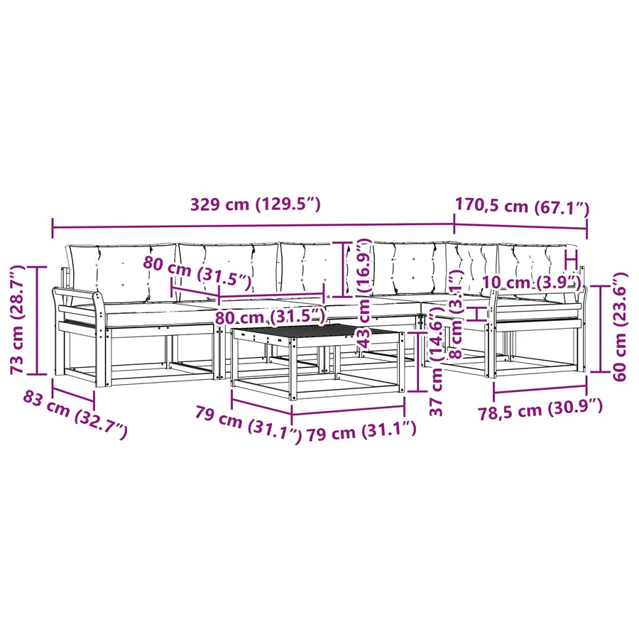 Ensemble de canapés d'extérieur 6 pcs Blanc et Beige - 8