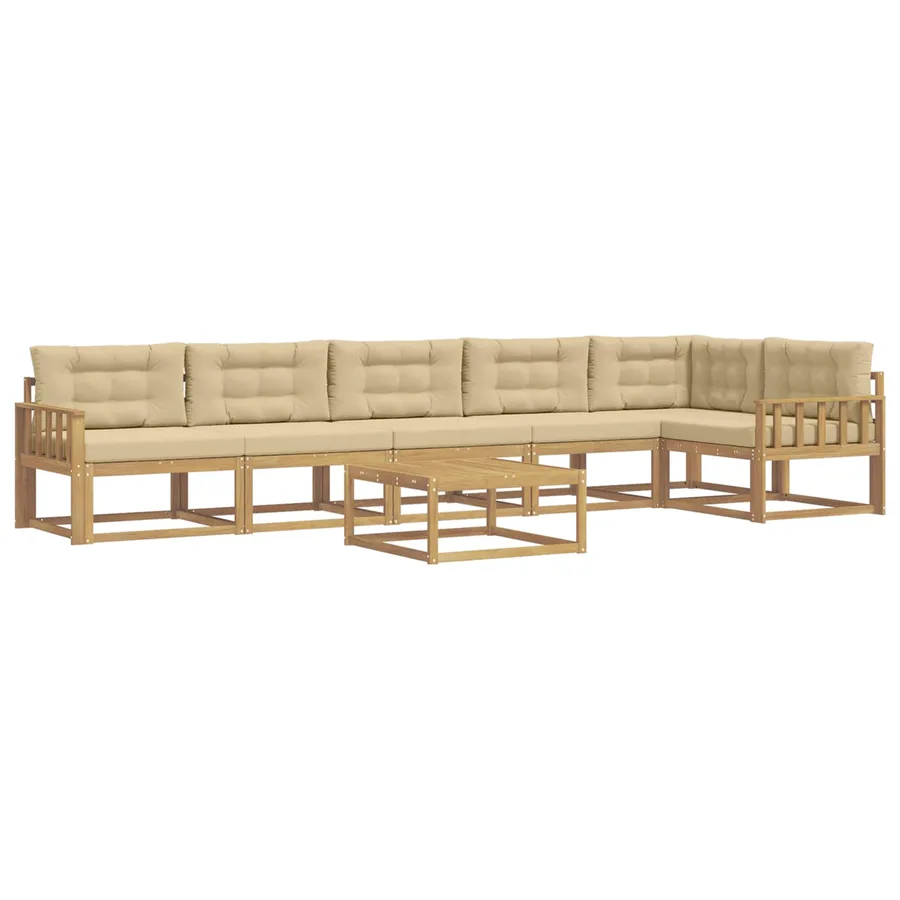 Ensemble de canapés d'extérieur 7 pcs Blanc et Beige - 2