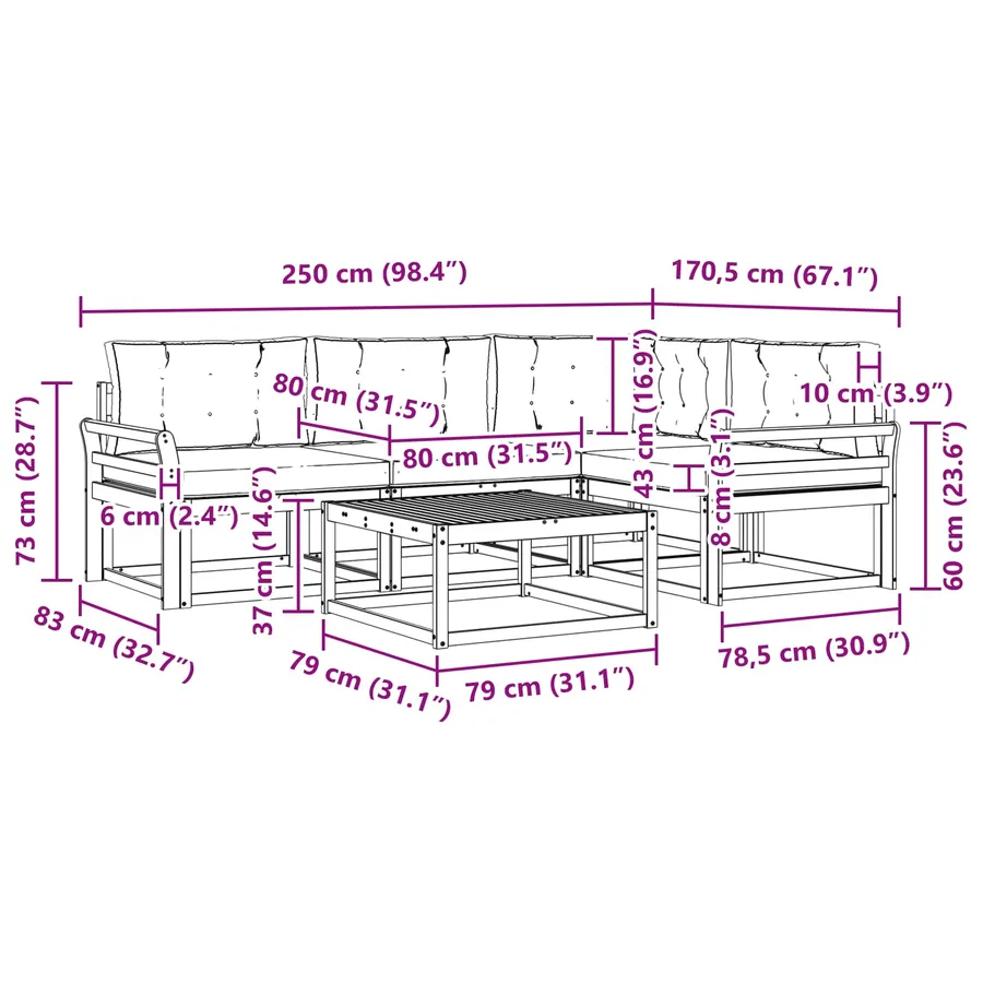 Ensemble de canapés d'extérieur 5 pcs Blanc et crème - 7