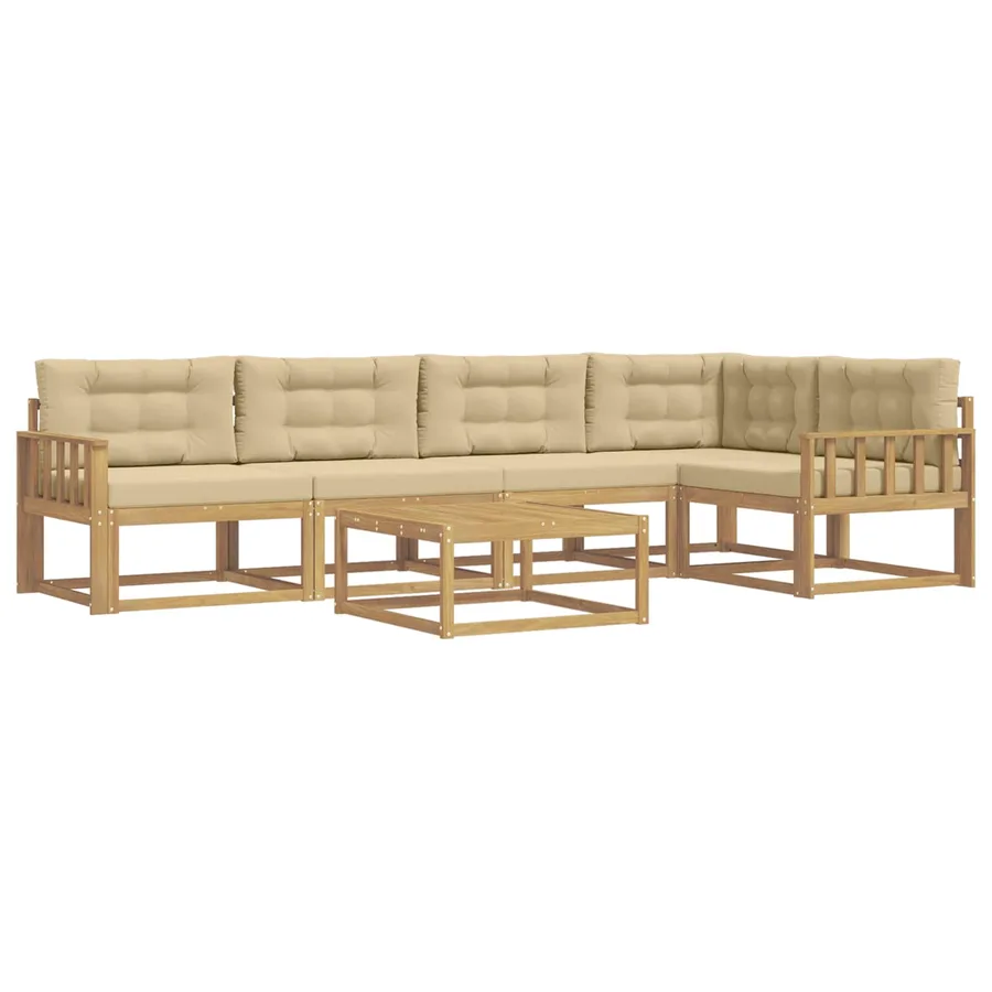 Ensemble de canapés d'extérieur 6 pcs Blanc et Beige - 2