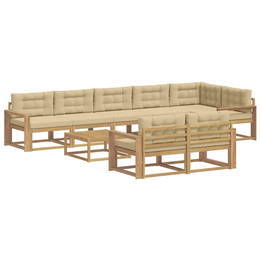 Ensemble de canapés d'extérieur 9 pcs Blanc et Beige - 2