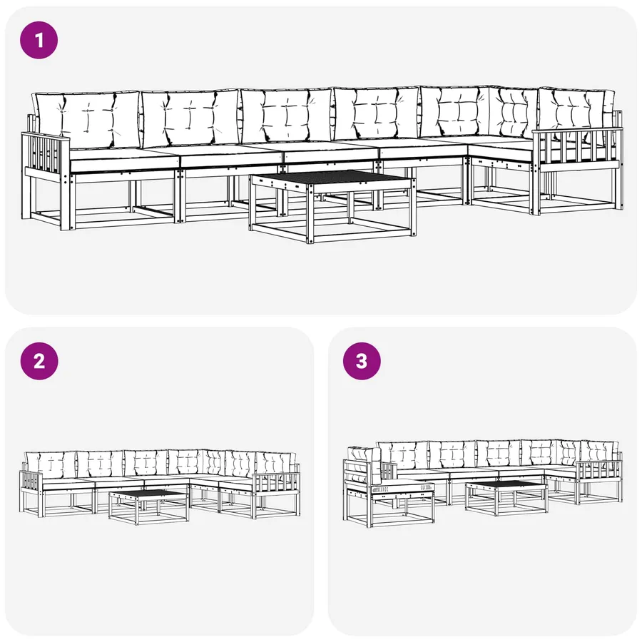 Ensemble de canapés d'extérieur 7 pcs Blanc et gris clair - 7