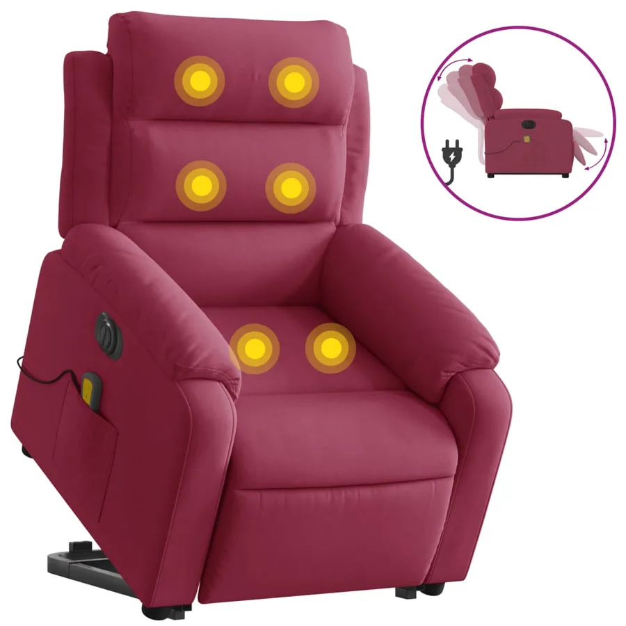 Fauteuil inclinable de massage électrique rouge bordeaux - 2