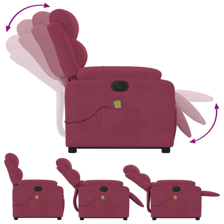 Fauteuil inclinable de massage électrique rouge bordeaux - 7