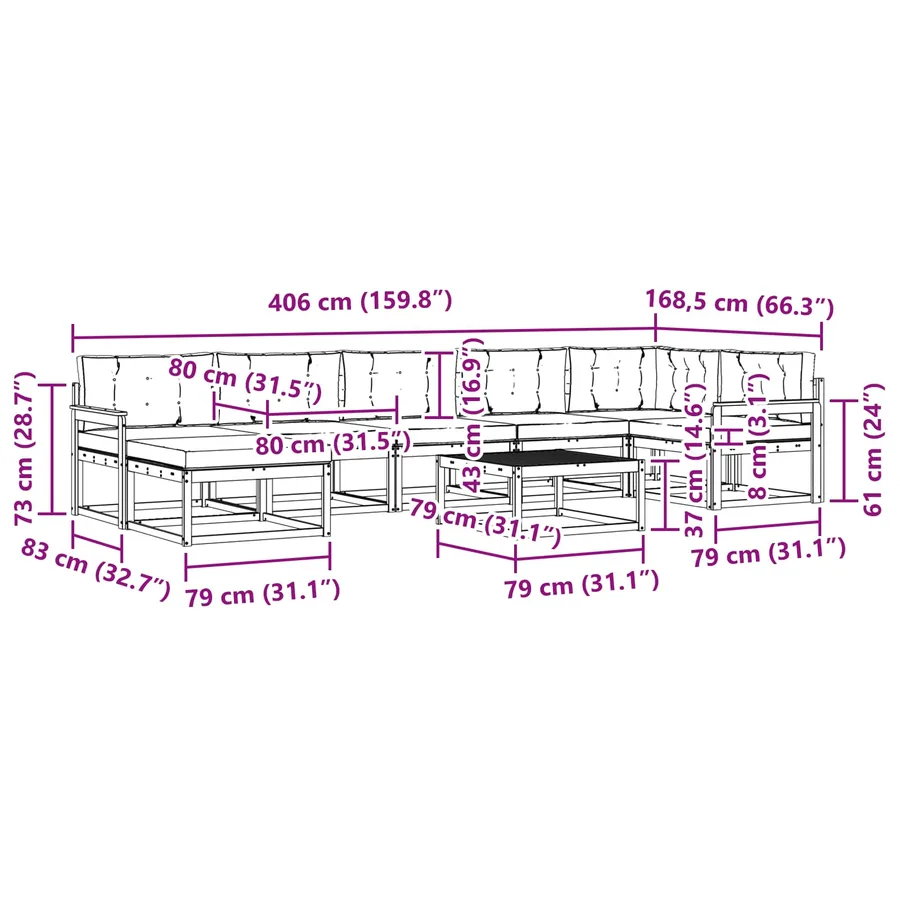Ensemble de canapés d'extérieur 8 pcs Blanc et anthracite - 9