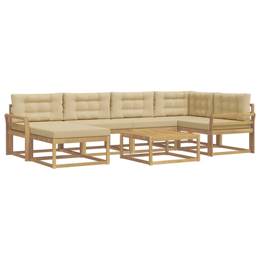Ensemble de canapés d'extérieur 7 pcs Blanc et Beige - 2