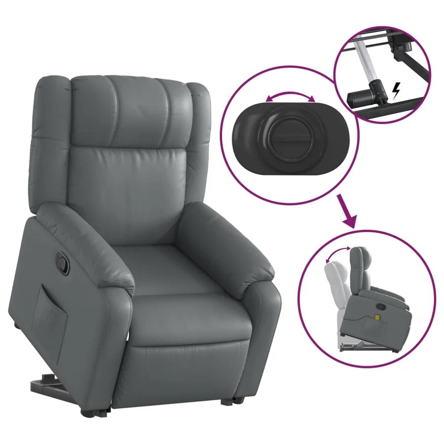 Fauteuil inclinable Gris Similicuir - 6