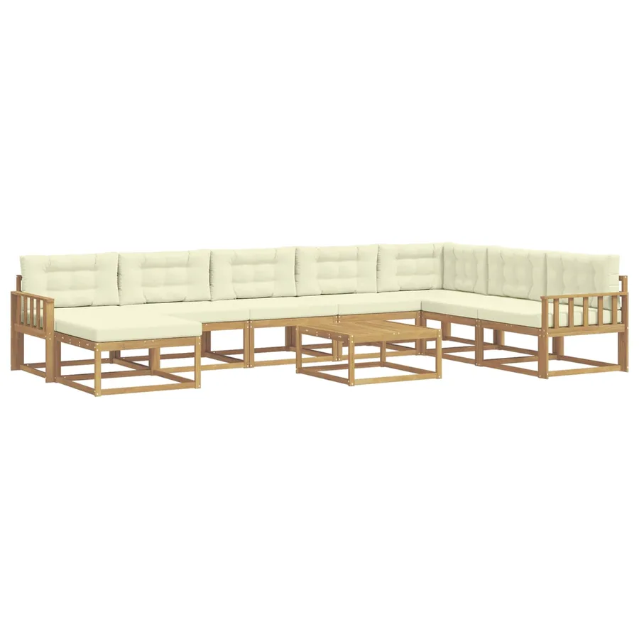 Ensemble de canapés d'extérieur 9 pcs Blanc et crème - 2