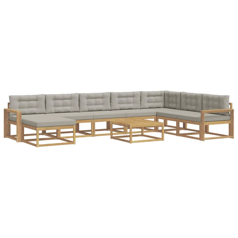 Ensemble de canapés d'extérieur 9 pcs Blanc et gris clair - 2