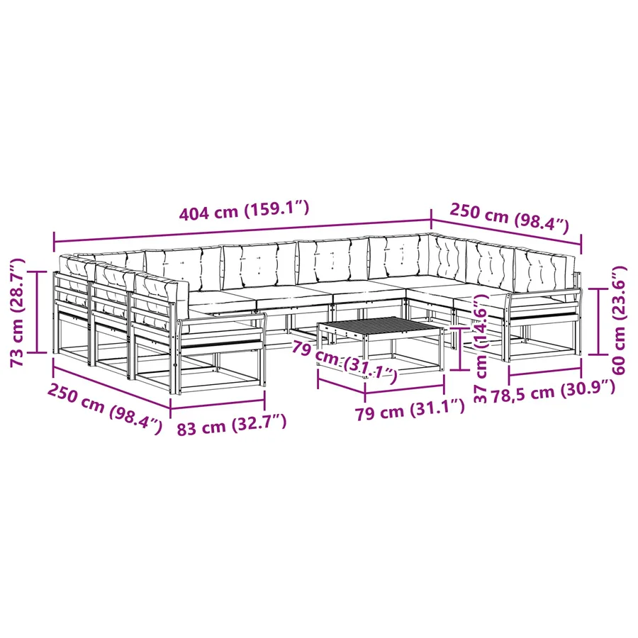 Ensemble de canapés d'extérieur 10 pcs Blanc et anthracite - 8