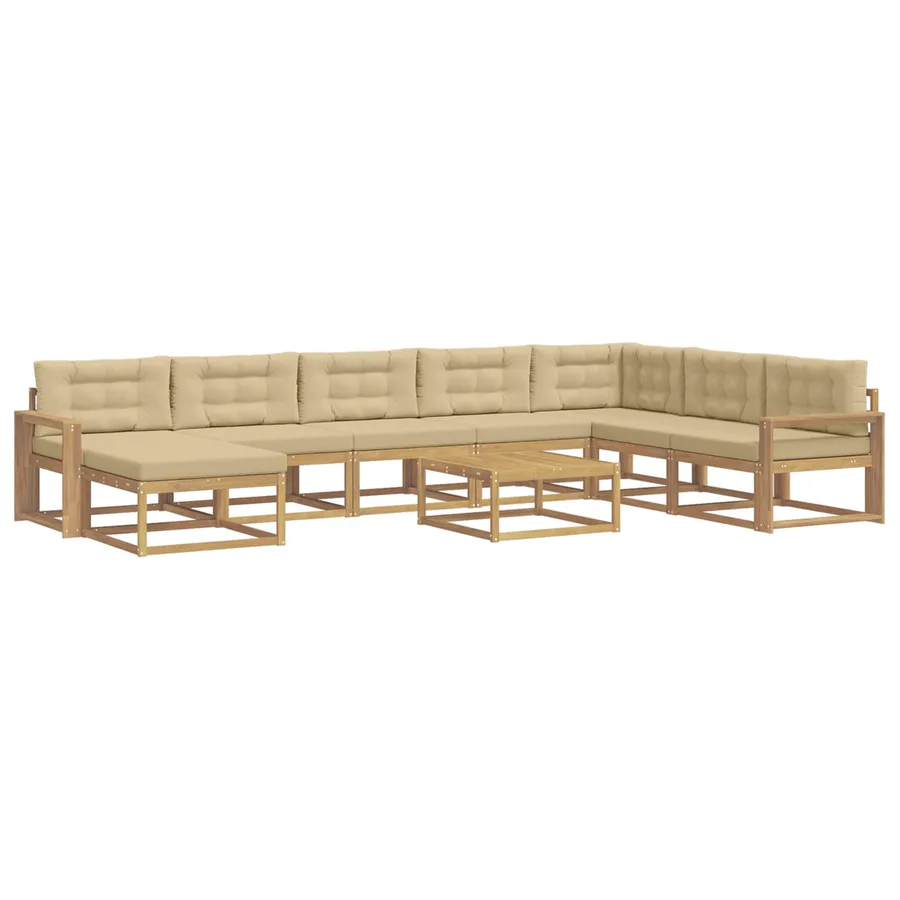 Ensemble de canapés d'extérieur 9 pcs Blanc et Beige - 2