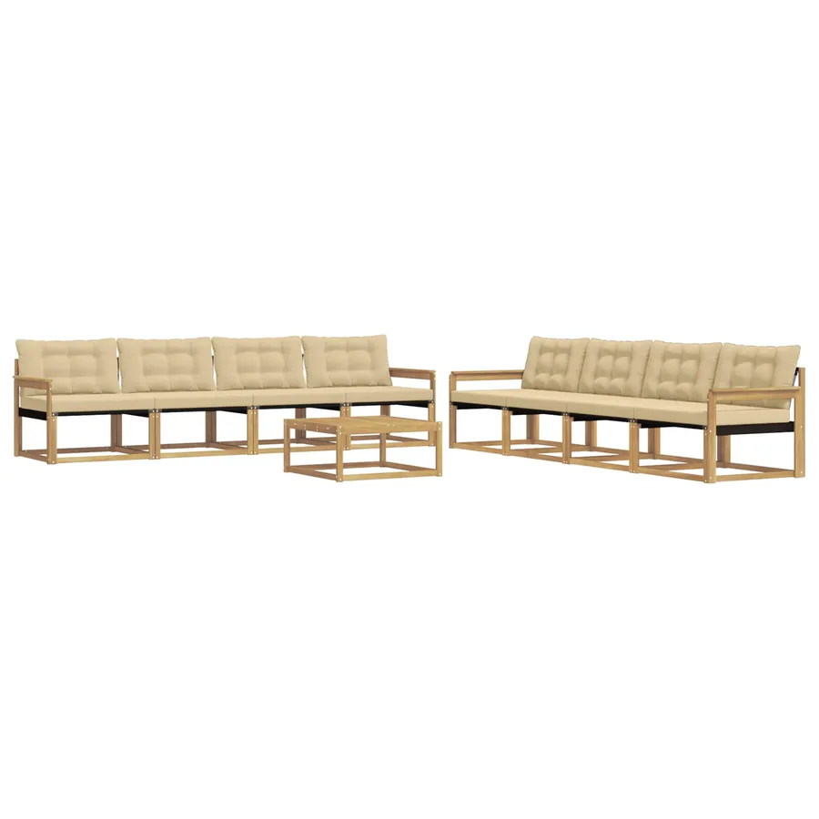 Ensemble de canapés d'extérieur 9 pcs Blanc et Beige - 2