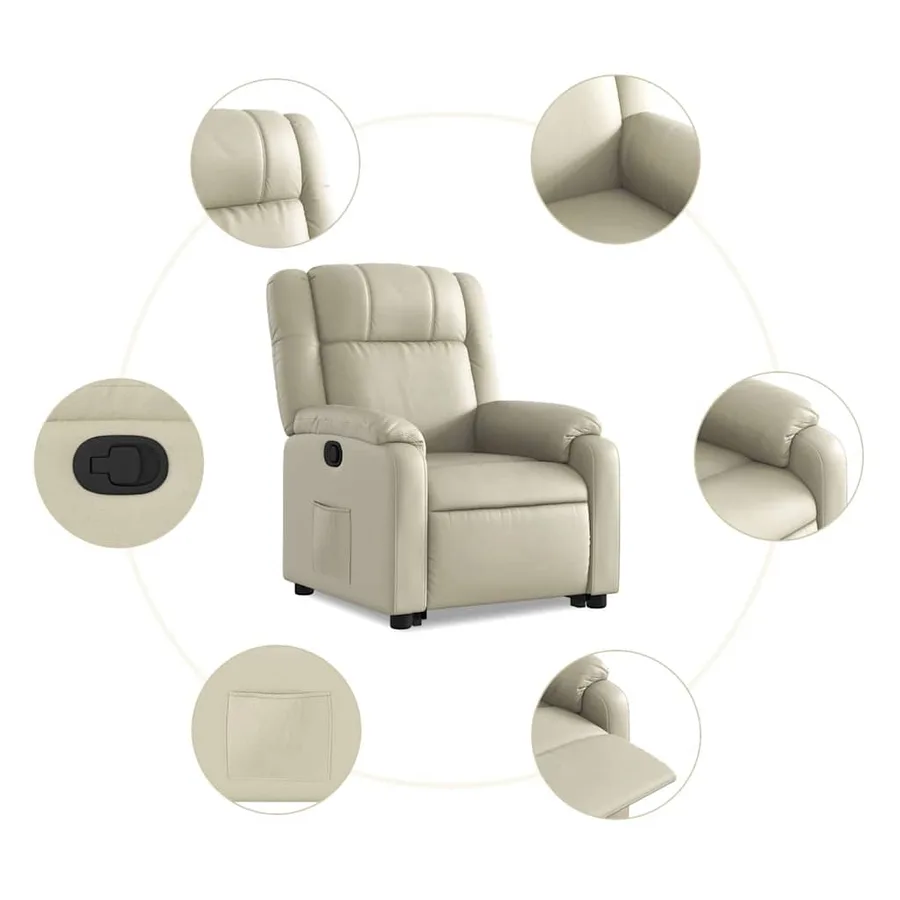 Fauteuil inclinable Crème Similicuir - 8