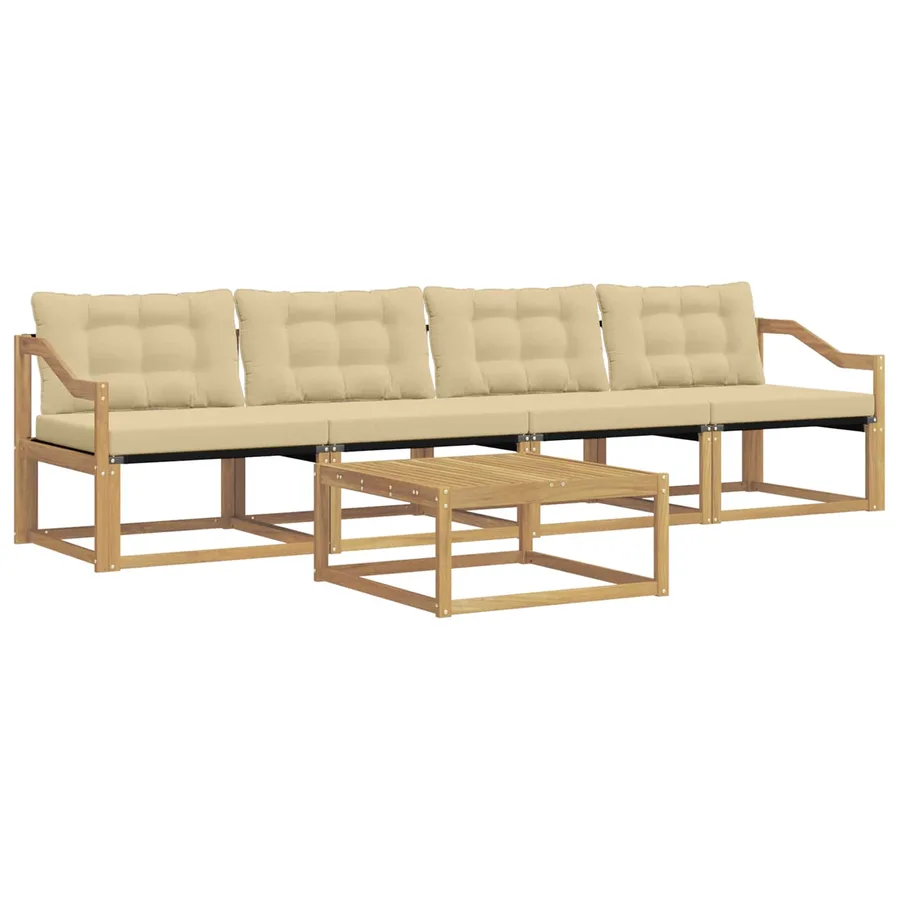 Ensemble de canapés d'extérieur 5 pcs Blanc et Beige - 2