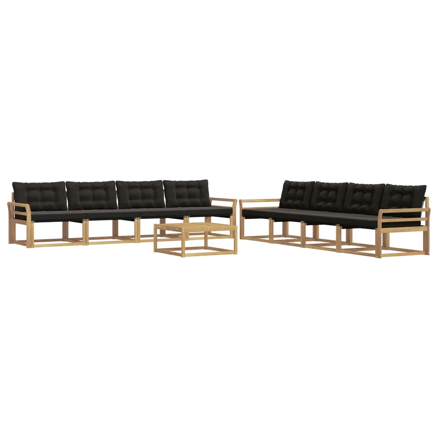 Ensemble de canapés d'extérieur 9 pcs Blanc et noir - 2