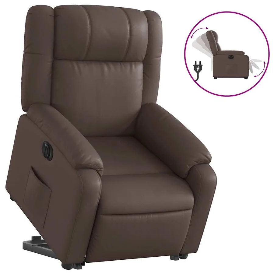Fauteuil inclinable électrique marron similicuir - 11