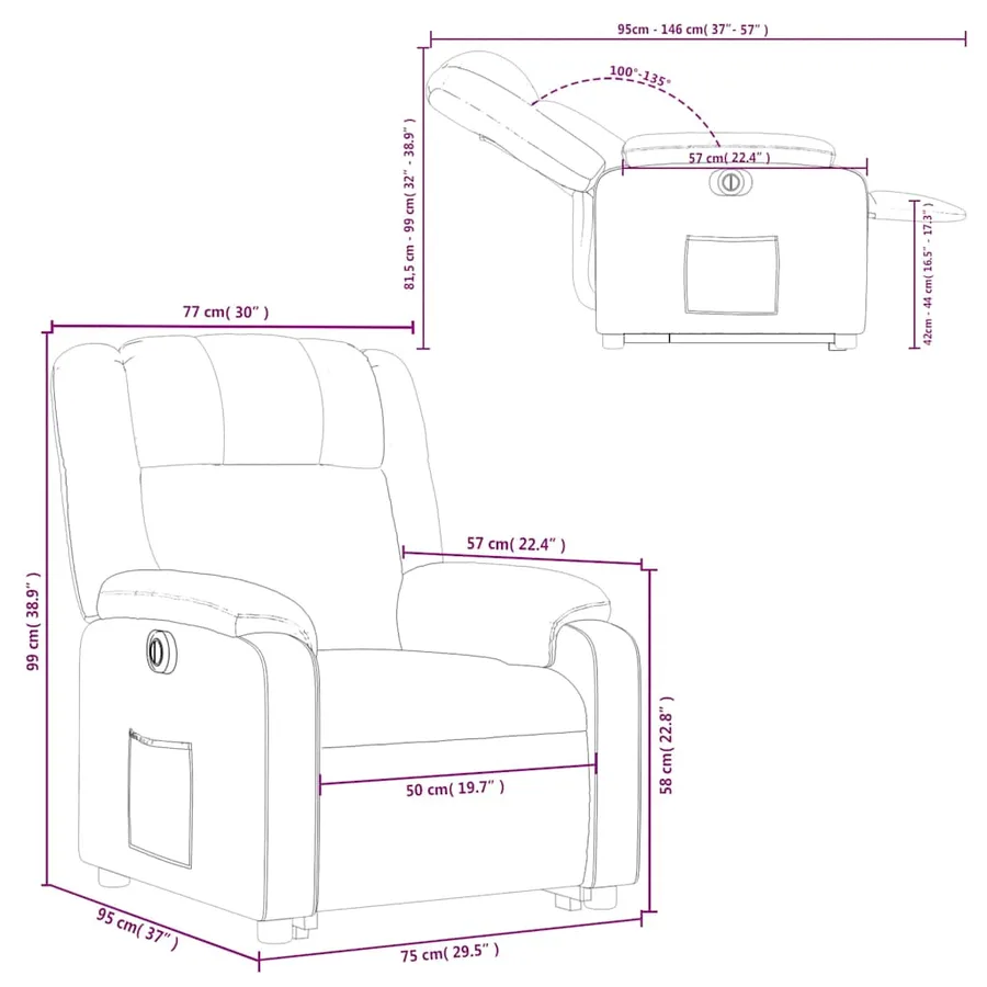 Fauteuil inclinable électrique marron similicuir - 17